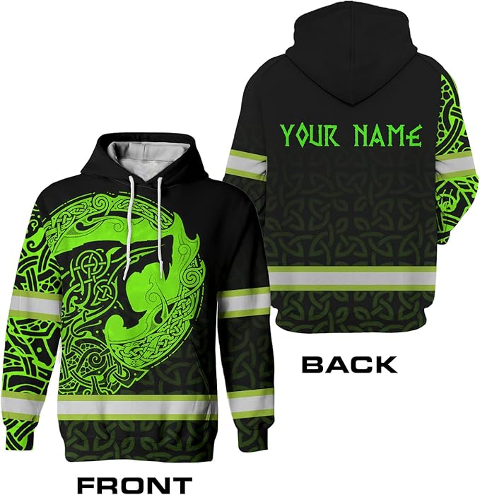 Matedecor Skull High Visibility Shirt Men Reflective Safety Shirts US Flag Custom Name Workwear, Runners, Walkers, Patriotic