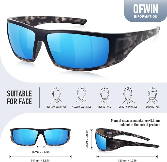 Polarized Sports Sunglasses for Men Women Unbreakable Frame Cycling Fishing Wrap Around Sunglasses UV400 Protection