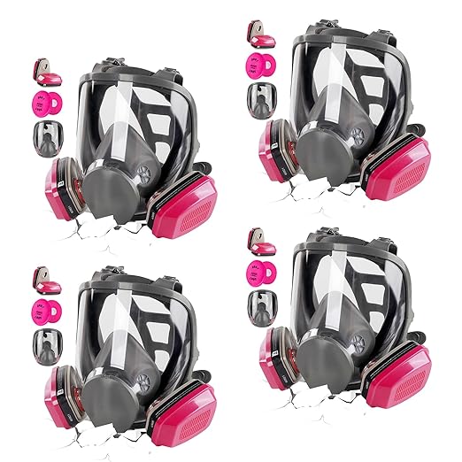 Full Face Respirator 4 Pack: 6800 Reusable Respirator Mask with Filters 60921 & 2097 - Gas Mask Anti Fog Against Organic Vapor Fumes Gases for Spray Paint Chemicals Epoxy Resin Welding