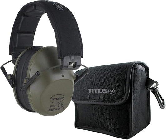 TITUS 2-Series Premium Low Profile Earmuffs, ANSI Rated, High NRR Noise Reduction, Durable Sport Band, Hearing Protection PPE