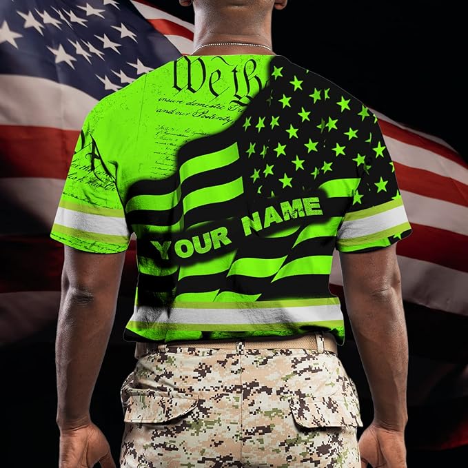 Maddly High Visibility US Flag Collection Safety Workwear Custom Name for Workers, Runners, Truckers, Patriotic