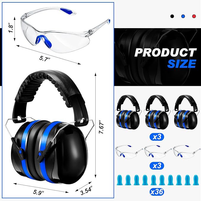 TrelaCo 3 Set 28db Shooting Ear Protection Safety Earmuffs Set for the Range, Shooting and Hunting