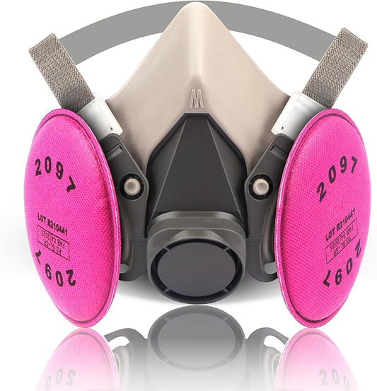 Reusable Half Facepiece Respirator Mask Set Against Organic Vapors,Dust,Asbestos, Painting,Welding,Sanding,Cutting