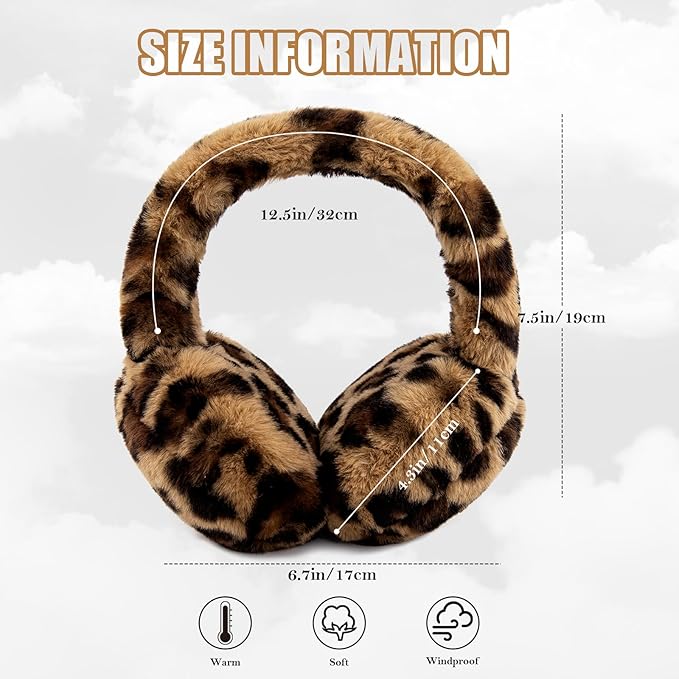 Winter Ear Muffs for Women Girls Faux Fur Cute White Earmuffs Fluffy Ear Warmers Foldable Ear Covers Outdoor