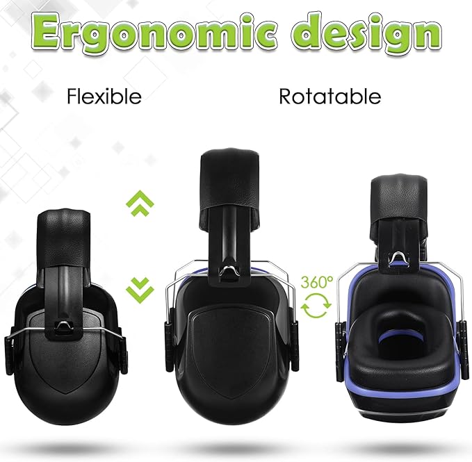 Xuhal 9 Pcs Ear Protection Earmuffs, Adjustable NRR 28dB Noise Reduction Headphone for Shooting Mowing Noise Cancelling