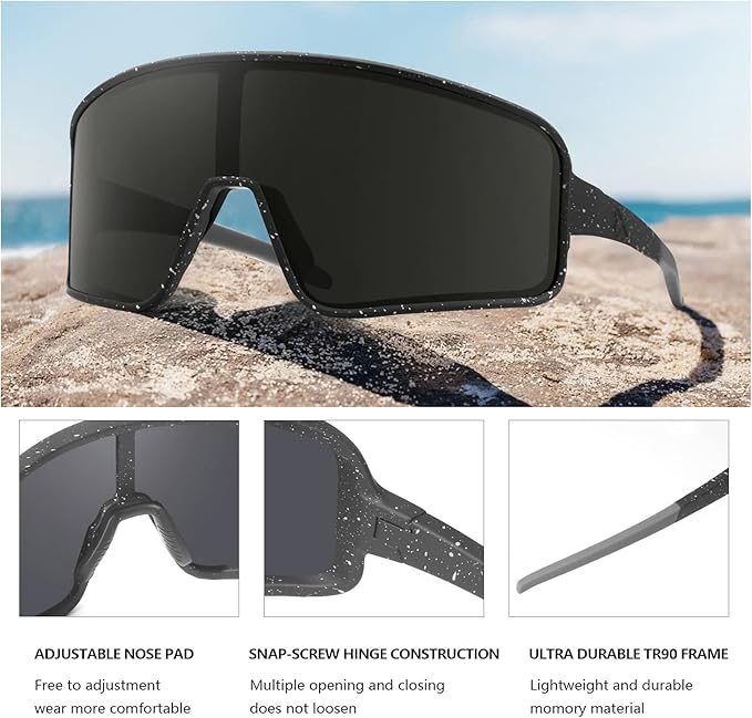 MAXJULI Polarized Sunglasses for Men Women, Windproof Outdoor Sports Cycling Running UV400 Protection Sun Glasses 8121