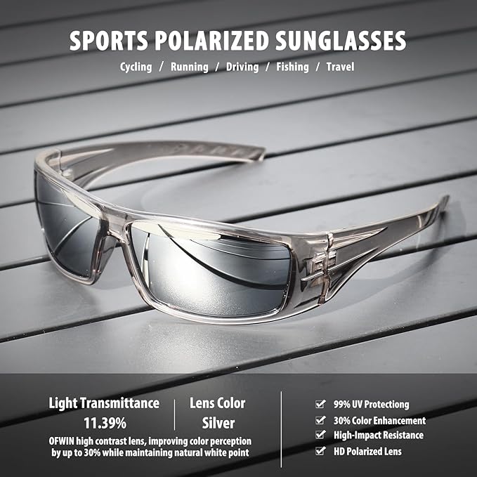Polarized Sports Sunglasses for Men Women Unbreakable Frame Cycling Fishing Wrap Around Sunglasses UV400 Protection
