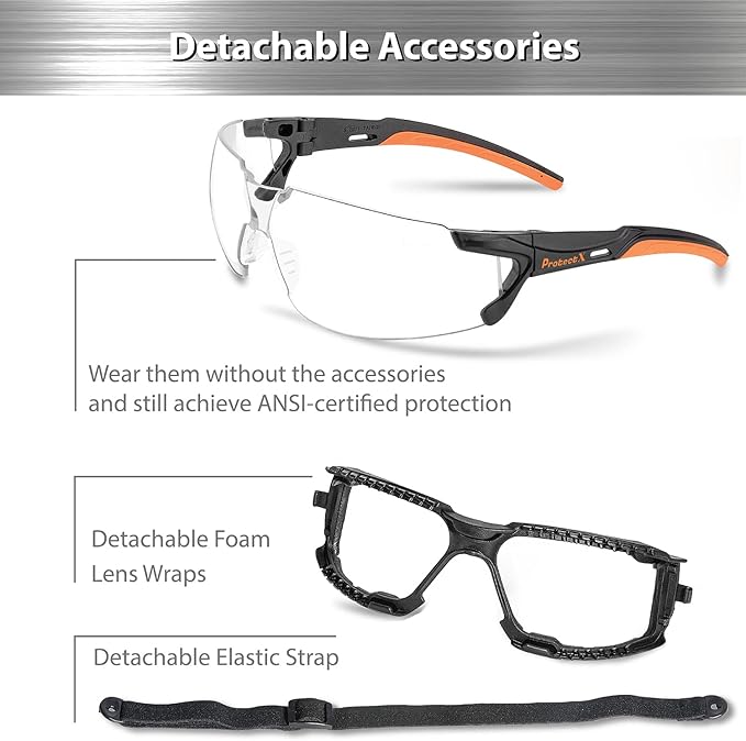 ProtectX Classic Safety Glasses, Anti-Fog Scratch Resistant Lenses, Protective Eyewear for Work, Indoor/Outdoor, ANSI Z87.1