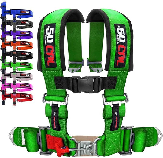 1pc Green 4 Point Harness for Bucket Seat, Latch Release, 9 Color Options, Racing Harness, Race Car, Off Road, UTV, RZR [6000A1]
