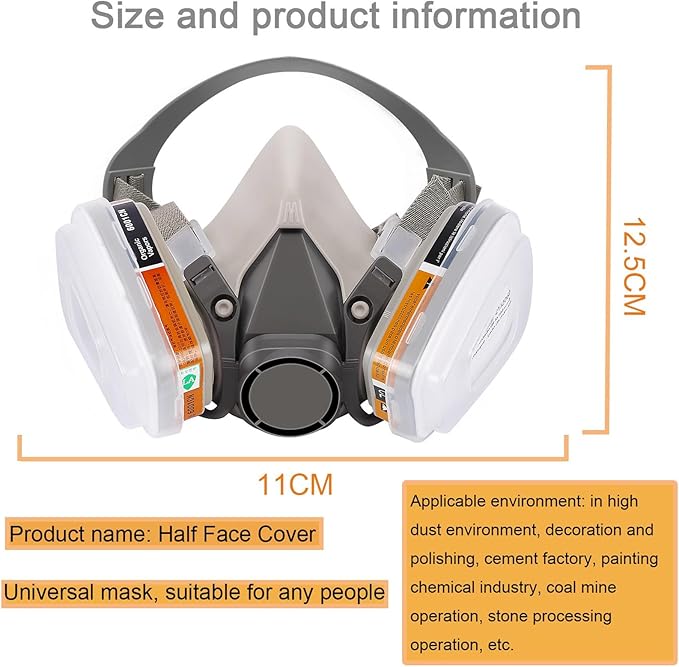 Reusable Half Face Cover - Respirator Mask with Filters for Painting, Dust, Welding, Resin, Fume and Organic Vapor Gas