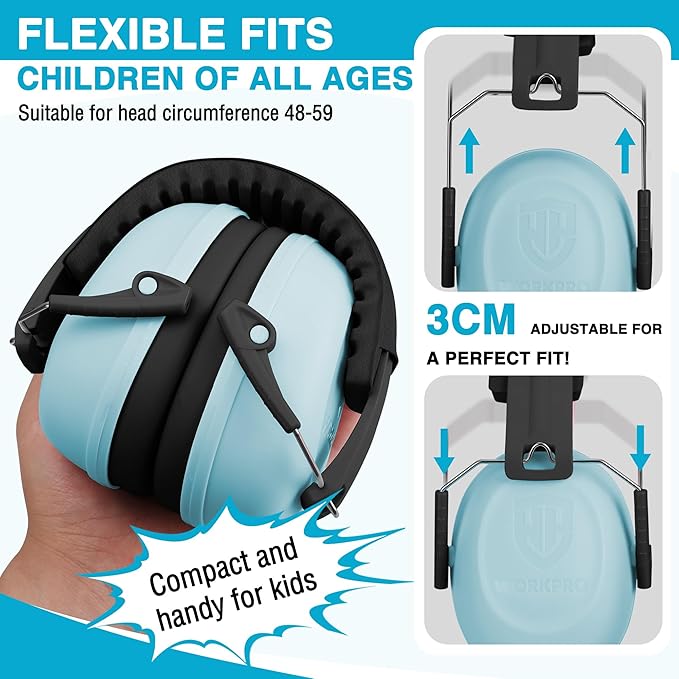 WORKPRO Noise Cancelling Headphones for Kids, NRR 25dB Kids Ear Protection, Autism Noise Reduction Ear Muffs
