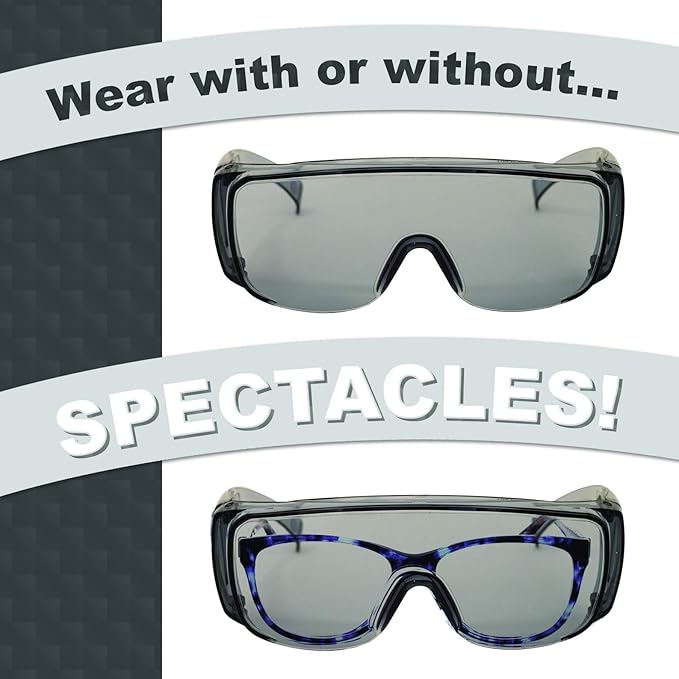 BISON LIFE Diamont Vented Over Glasses Safety Glasses | Meets ANSI Z87.1, Impact Resistant Polycarbonate Lens