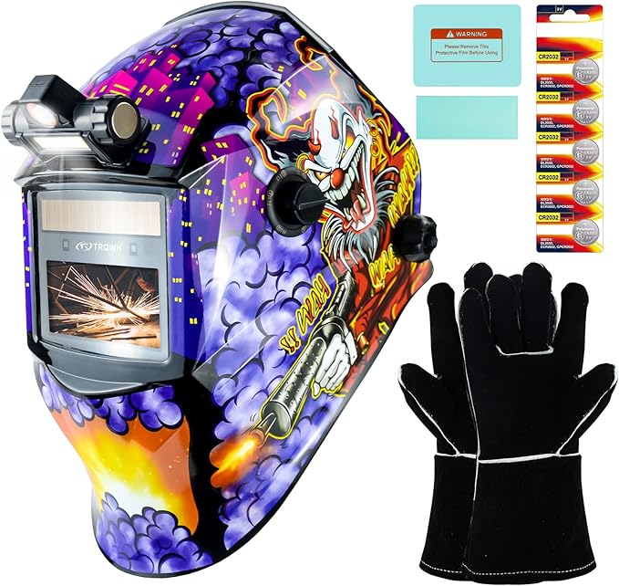 Welding Hood Auto Darkening Welding Helmet with Light True Color 1/1/1/2 Top Optical Clarity Wide Shade 9-13 Welding Mask with Grinding Weld Helmet (KTS-JD17)