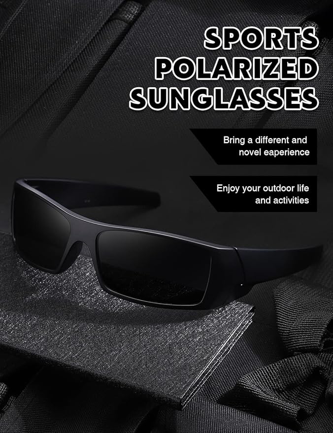 Polarized Sunglasses Men Womens Trendy Retro Sports Rectangular Wrap Around Vintage Shot Shield