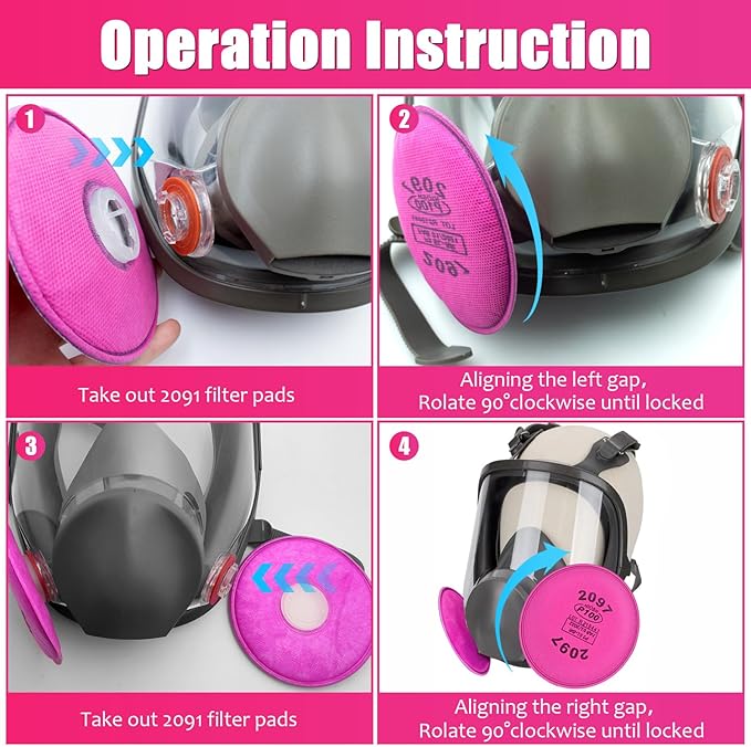 Full Face Respirator Mask, 6800 Reusable Respirator Mask with Filters 6001, Anti-fog, Ideal for Paint, Spray, Dust