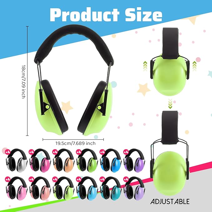 Amylove 48 Pcs Kids Ear Protection Noise Cancelling Headphones Noise Reduction Ear Muffs 27dB Hearing Protection (12 Colors)