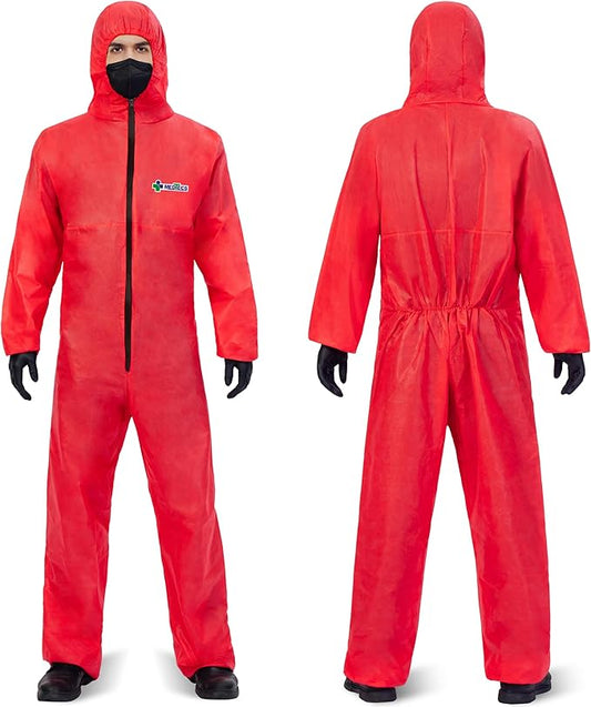 Medtecs Hazmat Suits - 6 Sizes Options - Disposable Coveralls Suit, Medical Protective Coverall PPE Hazmat Suits