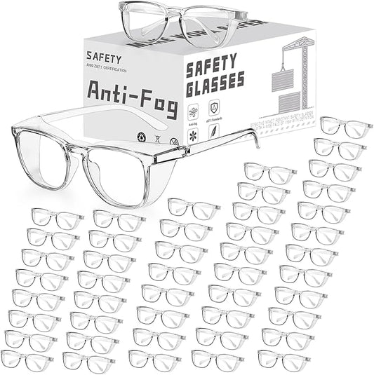 RTBOFY Ansi Z87.1 Clear Safety Glasses With Side Shields Anti Fog Scratch Resistant Stylish Eye Protection For Men
