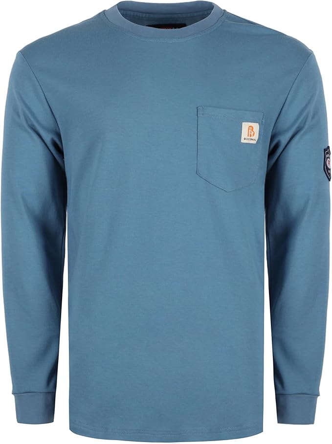BOCOMAL FR Shirts Lightweight Classic Crew Long Sleeve Fire Resistant Shirt CAT2