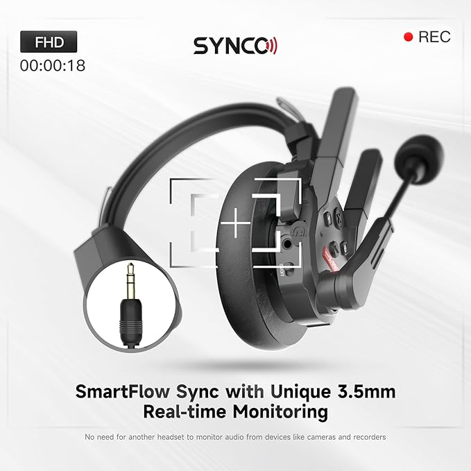SYNCO XTALK XPro5 X5 Wireless Intercom Headset System 2.4 GHz Full Duplex 1640feet/500 Meter Communication System for Live Show Stage Performance Movie Shoot