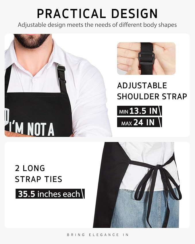 Syntus Chef Apron for Men Women Kitchen Cooking Apron with Pockets, Adjustable Bib Aprons Stain Resistant, 1 Pack