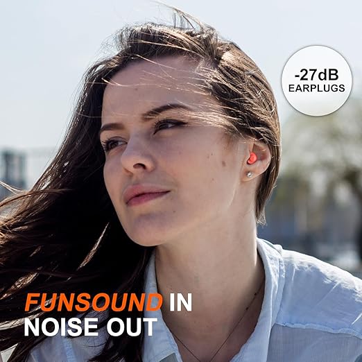 Ear Plugs for Sleeping Noise Reduction Reuseable, Concerts, Focus, Travel, Work, High Fidelity – 7 Pairs Eartips – Flexible Soft – Touch – NRR of 24 and 27 dB Noise Cancelling (Red)