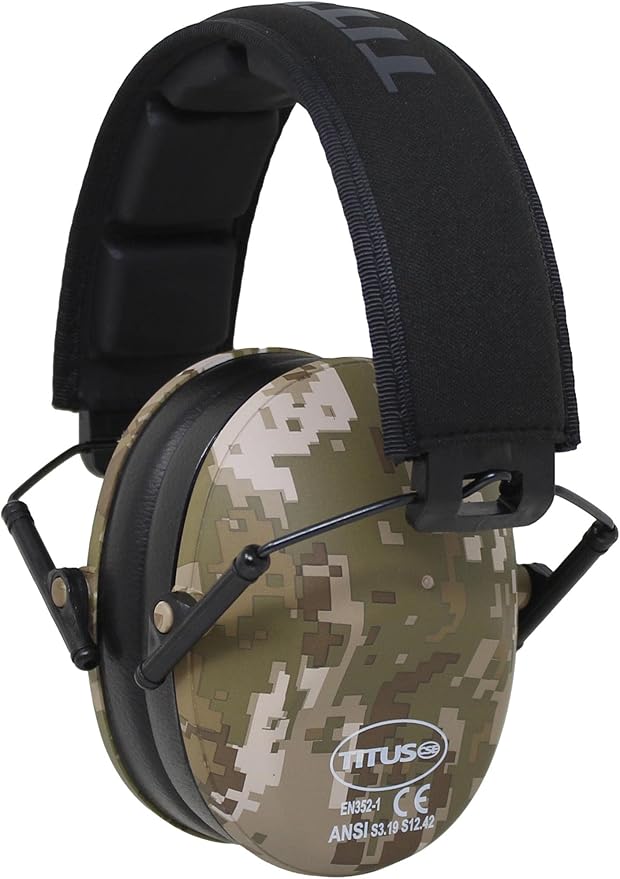 TITUS 2-Series Premium Low Profile Earmuffs, ANSI Rated, High NRR Noise Reduction, Durable Sport Band, Hearing Protection PPE