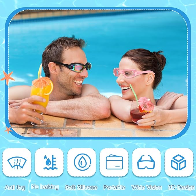 Xuhal 12 Pack Swim Goggles for Adult Anti Fog Swimming Glasses Leak Proof Swim with 12 Waterproof Nose Clips