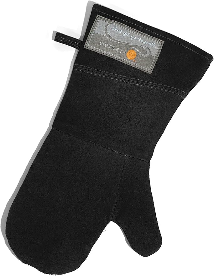Outset Black Leather Grill Mitt 8.5” x 17”