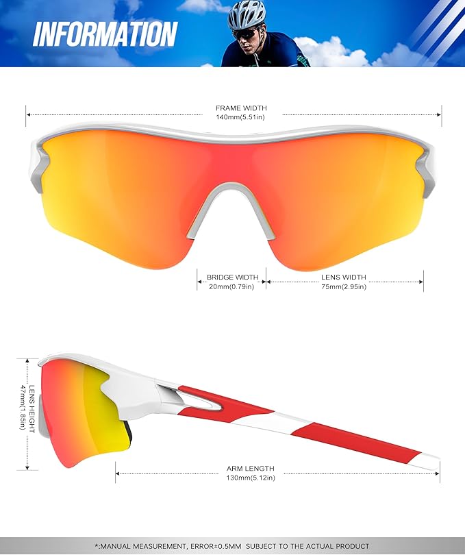 KALIYADI Sports Sunglasses Polarized Sunglasses-Men: Mens Sunglasses with UV400 for Golf Running Fishing