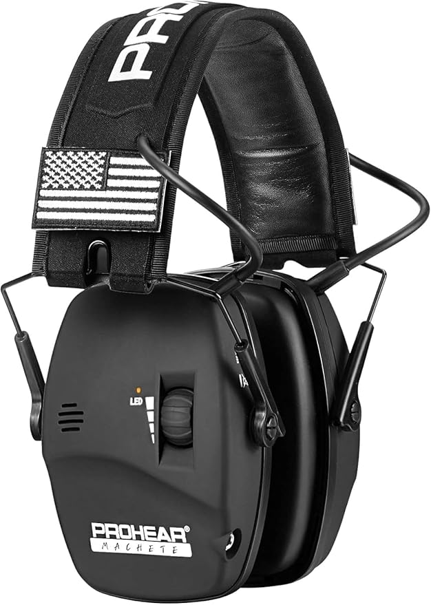 PROHEAR Digital Electronic Shooting Ear Protection Sound Amplification Earmuffs, 23dB NRR Low Profile Noise Reduction Hearing Protection for Gun Range and Hunting, Black