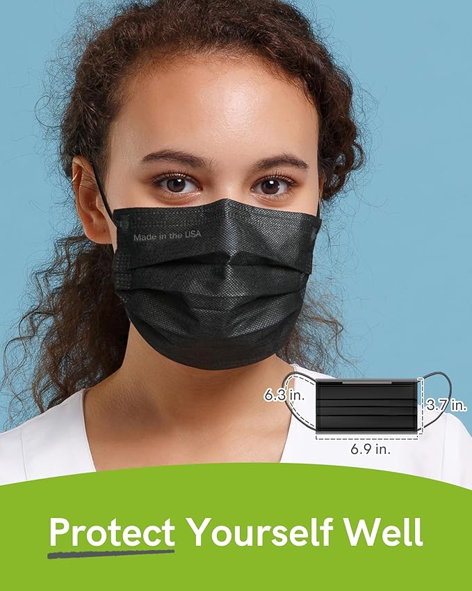 FriCARE Made in USA Disposable Face Masks, 3-Ply ASTM Level 3 Medical Grade, Breathable & Comfortable for Adult Daily Work/Sun Protection, 50 Pack Jungle Mist