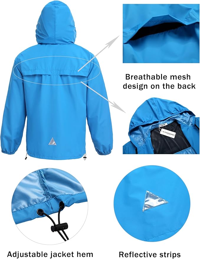 COOFANDY Men's Rain Suit 2 Piece Waterproof Breathable Rain Gear Lightweight Rain Jacket Pants Rainwear Suit
