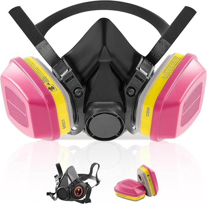 Gas Respirator Mask With 6001 Filters, Gas Masks Survival Nuclear and Chemical for Painting, Dust, Organic Vapors