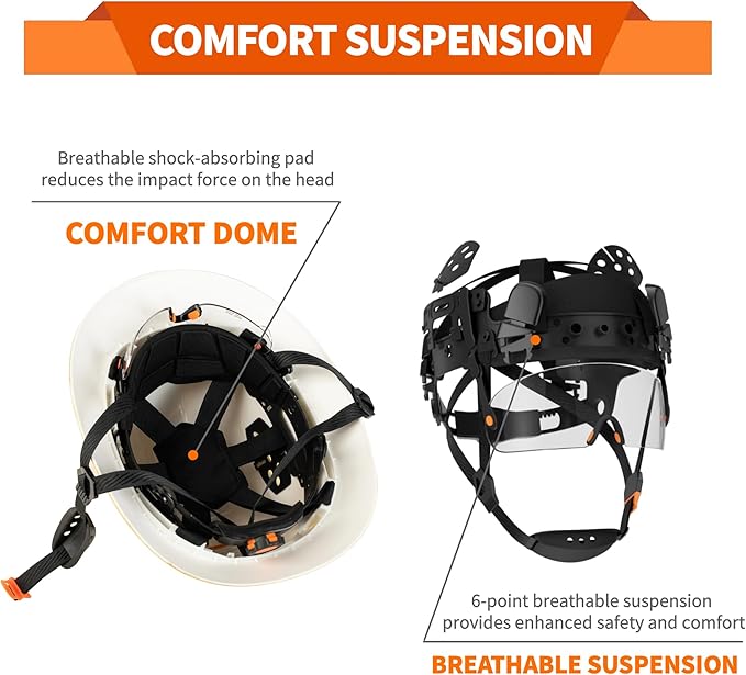 Full Brim Hard Hat with Visor, 6-Point Ratchet Suspension Safety Helmet, Superior Impact Head Protection, ANSI Z89.1 OSHA Approved Safety Helmet,Great for Men&Women