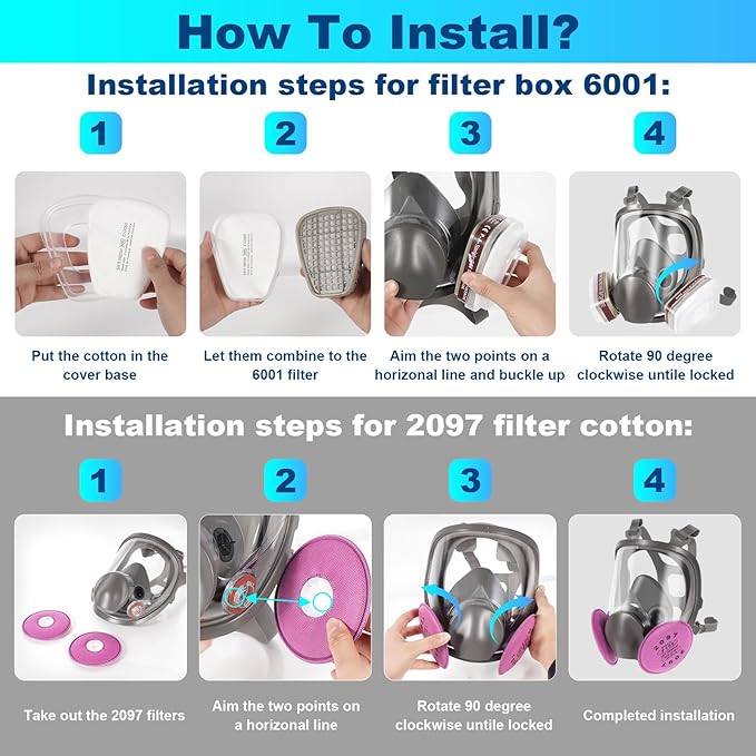 Respirator Mask with Filters - Reusable Gas Mask Against Organic Vapor Chemicals Spray Paint