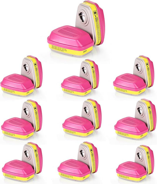 10 Pairs 60923 Respirator Cartridges, 60923 Respirator Filters, Gas Mask Filter, Particulate Filter Fit for 6000, 7000 Series Respirators, Against Acid Gases, Particulates, Dust