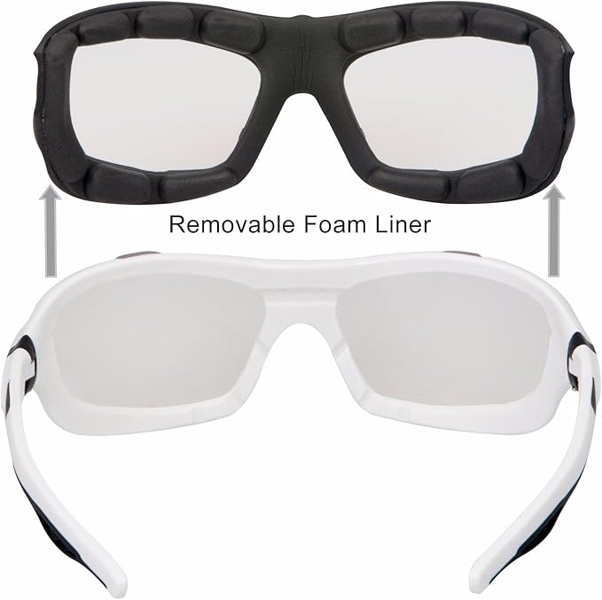 WYND Blocker Motorcycle Riding Glasses Extreme Sports Wrap Sunglasses (White/Clear)
