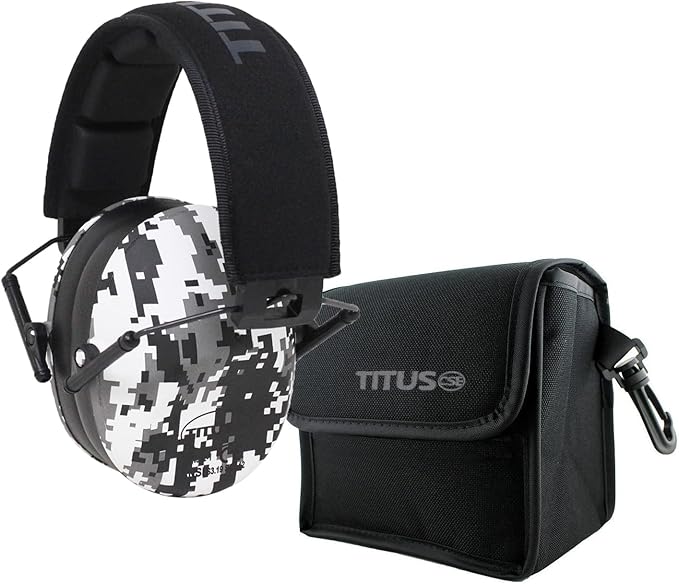 TITUS 2-Series Premium Low Profile Earmuffs, ANSI Rated, High NRR Noise Reduction, Durable Sport Band, Hearing Protection PPE