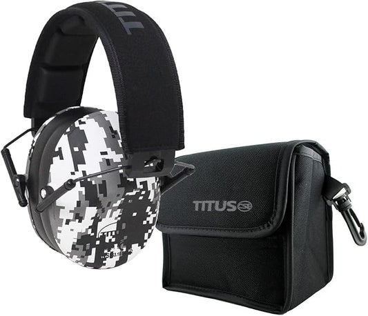 TITUS 2-Series Premium Low Profile Earmuffs, ANSI Rated, High NRR Noise Reduction, Durable Sport Band, Hearing Protection PPE