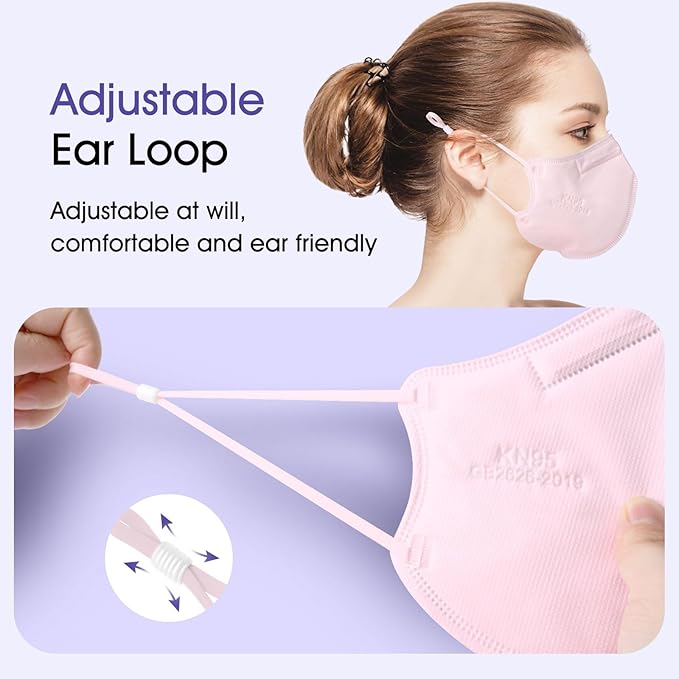 KN95 Adjustable Masks 25 Pack, Individually Wrapped Disposable Masks with Adjustable Ear Loops