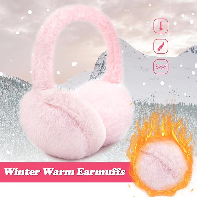 Kids Winter Earmuffs Baby Warm Ear Muff Girls Cute Furry Ear Warmers Boys Foldable Ear Covers for Cold Weather