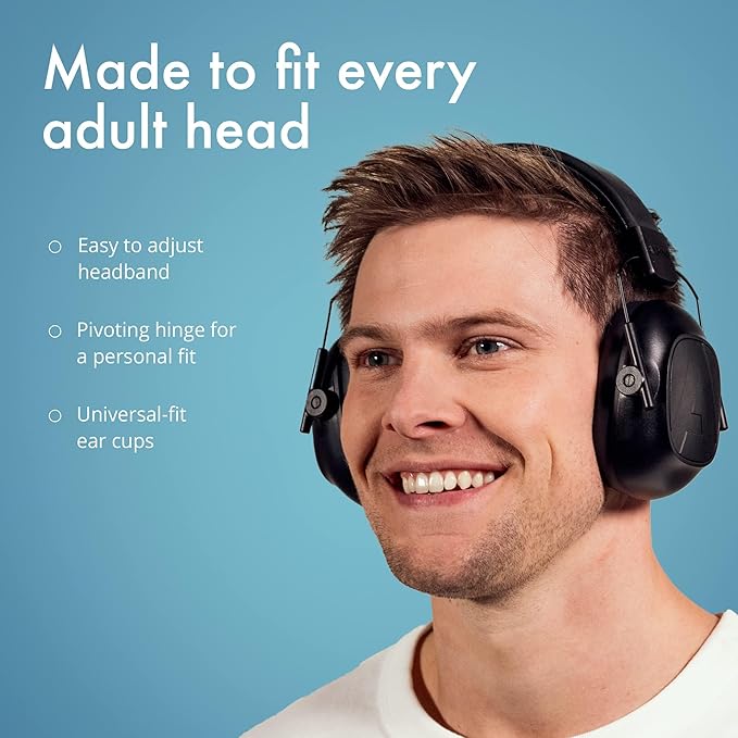Alpine Defender Adult Earmuffs for Noise Reduction - Premium Noise Protection Headphones for Study, Focus, Work & Sensory Overload - Light-Weight Design - Adjustable Headband - All Day Comfort - 22dB