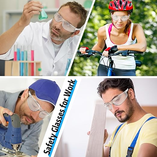 Clear Safety Glasses Bulk of 10 ANSI Z87.1 Protective Eyewear Scratch-Resistant for Work, Lab, Construction