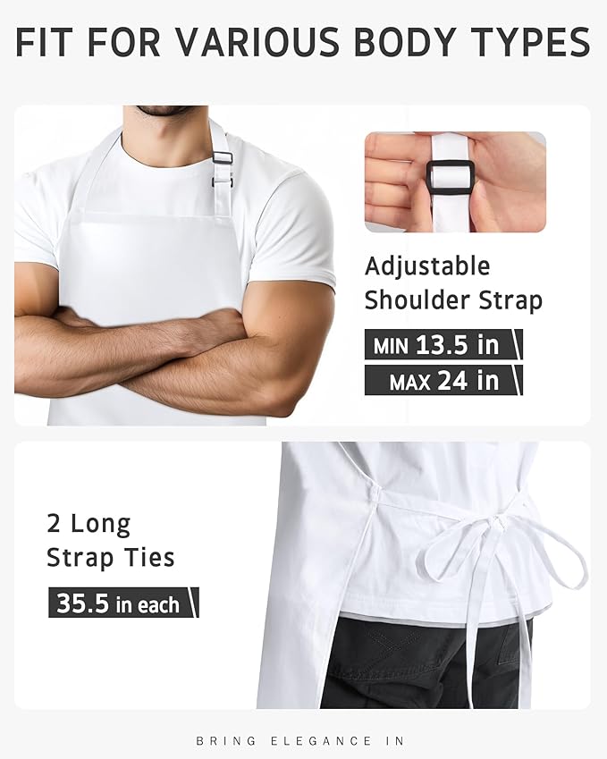Syntus Chef Apron for Men Women Kitchen Cooking Apron with Pockets, Adjustable Bib Aprons Stain Resistant, 1 Pack