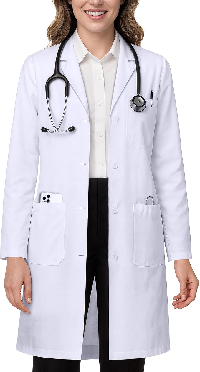 NY Threads Professional Lab Coat for Women, Long Sleeve Medical Coat
