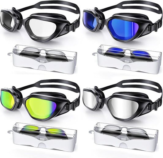 Swim Goggles, Unisex Adult Swimming Goggles Upgraded Anti Fog Anti UV No Leakage Wide View for Men Women Youth