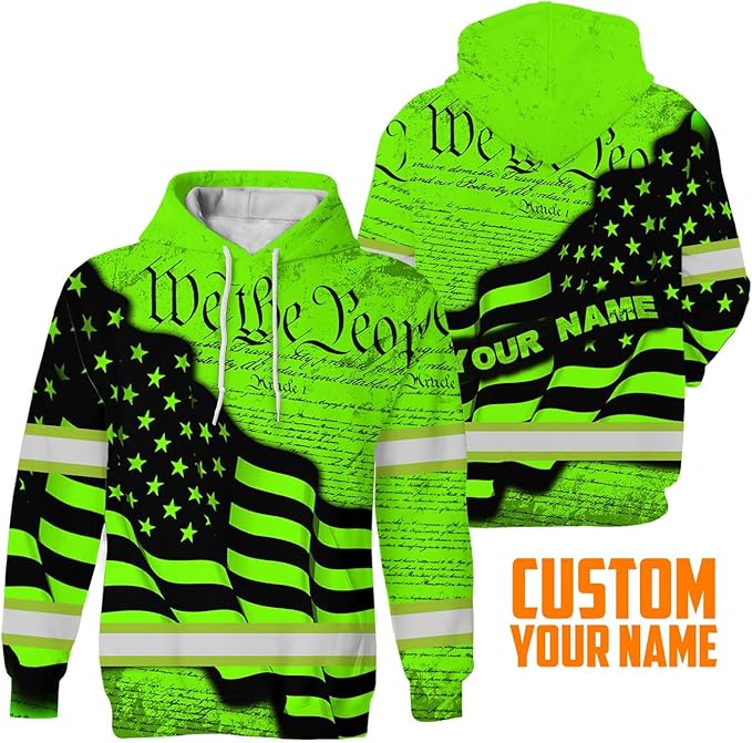 Maddly High Visibility US Flag Collection Safety Workwear Custom Name for Workers, Runners, Truckers, Patriotic