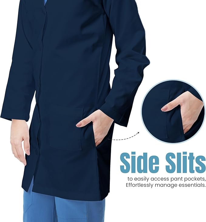 NY Threads Professional Lab Coat for Women, Long Sleeve Medical Coat