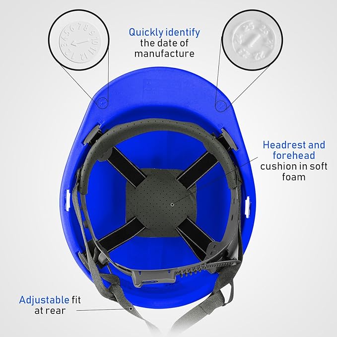 Leumoi 10 Pcs Suspension Hard Hat, Construction Hard Hat for Safety, Ratchet Cap Style with Self Adjusting Crown Straps for Man Woman
